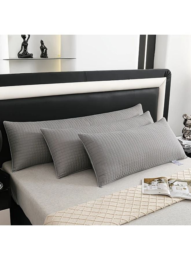 Grey Quilted Bed Pillow 18 9x59 Inches Hypoallergenic Breathable Machine Washable - Image 2